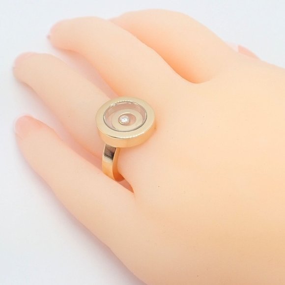 Authentic! Chopard 18k Yellow Gold Diamond Double Circle Happy Spirit Ring - Picture 9 of 12